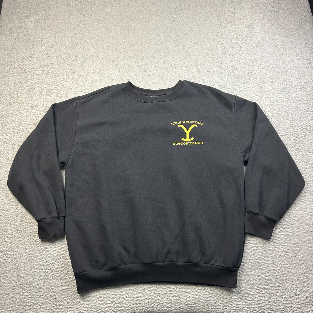 Yellowstone Dutton Ranch Sweatshirt Mens Black Crew Fleece Pullover TV Show XL